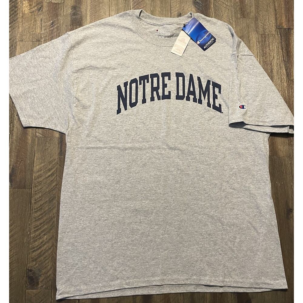 Notre Dame Fighting Irish Champion Spell Out T-Shirt (XL) New w/ Tags! Gray - Picture 2 of 10